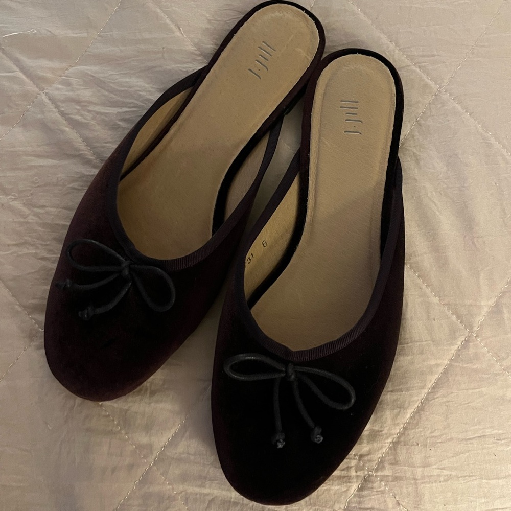 J. Jill Velvet Slip-On Mules in Deep Plum
